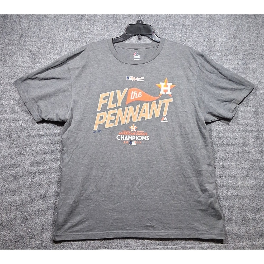 Majestic Houston Astros 2017 AL Champions Fly the Pennant Gray T-Shirt Mens XL